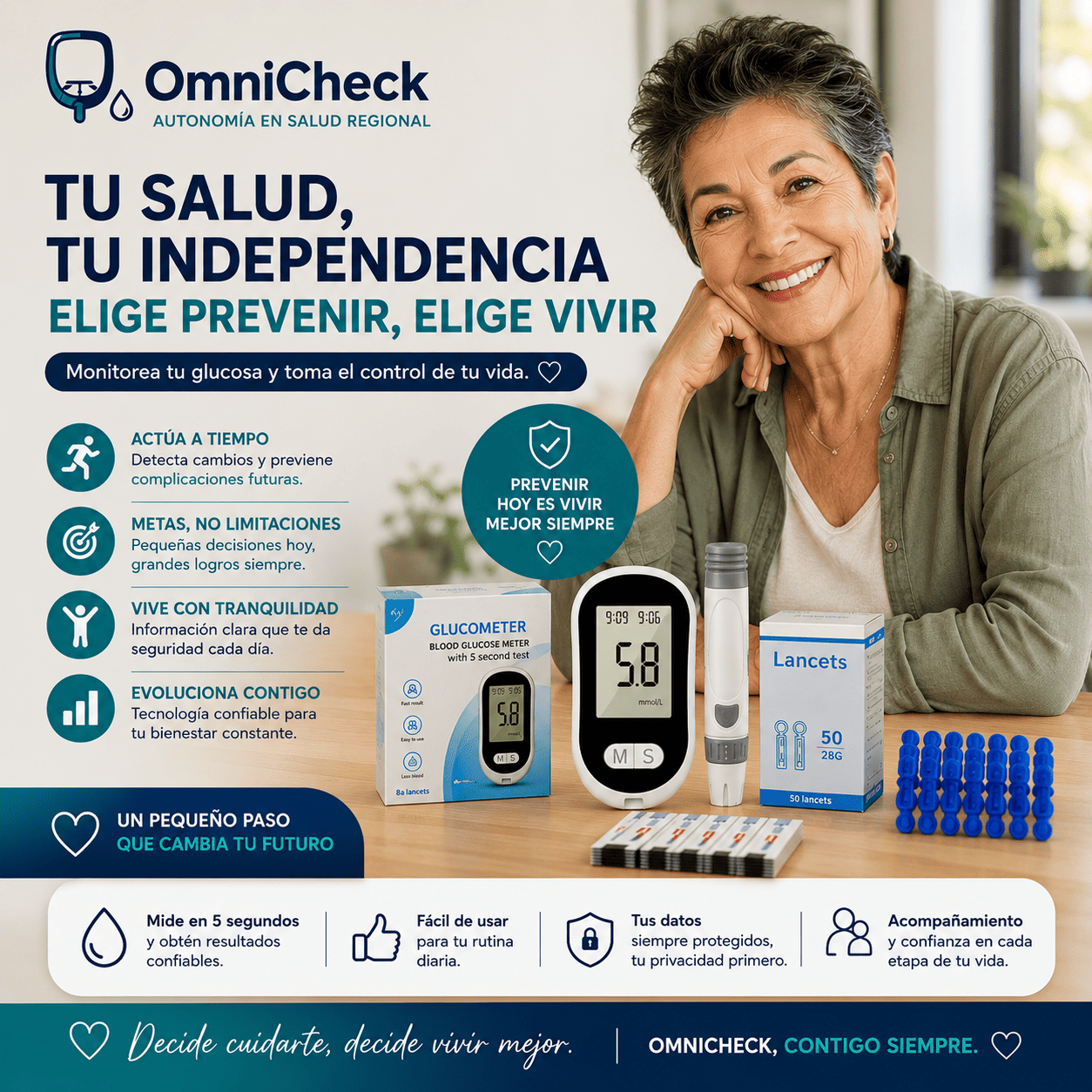 OMNICHECK®️: El medidor digital portátil que cuida tu bienestar en cada medició