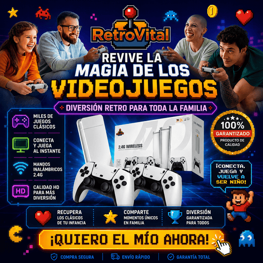 RETROVITAL®️: La consola retro definitiva con controles duales y salida HDMI.
