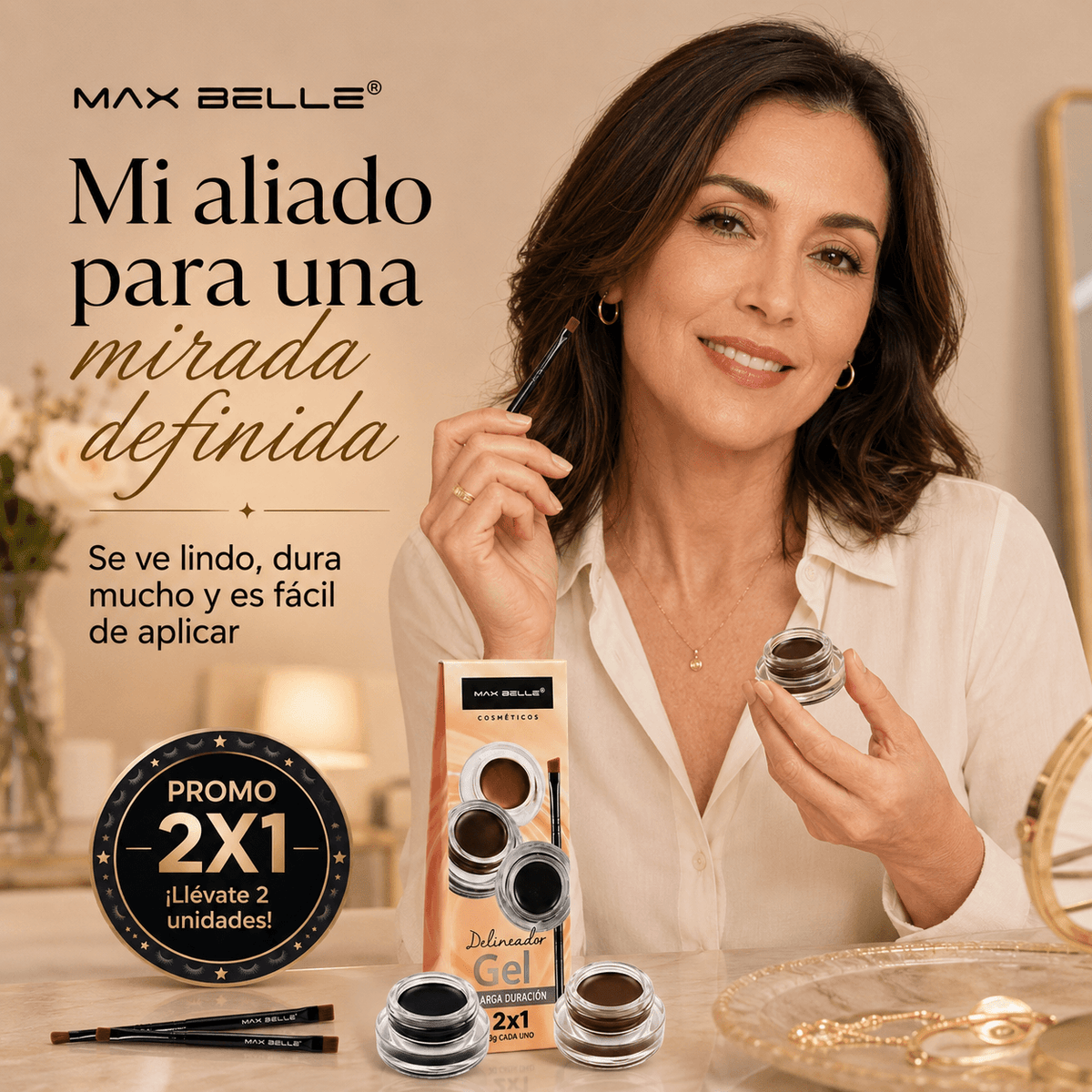 MAX BELLE®: El pack 2x1 de delineador en gel que define tu mirada al instante.