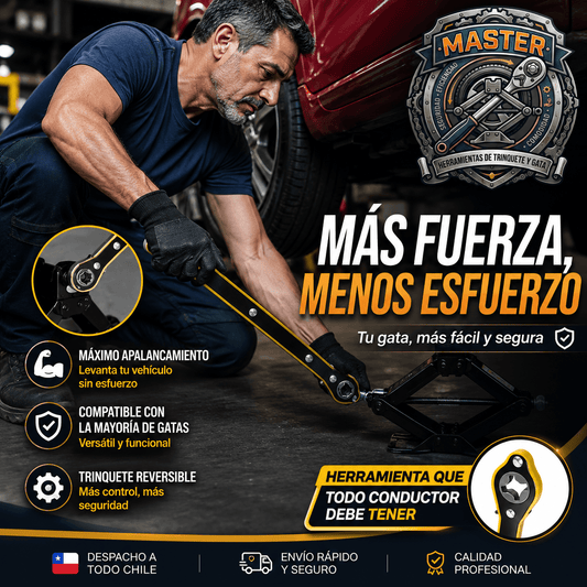 MASTER®:Llave de Trinquete Automotriz La chicharra de acero que te permite levantar tu auto al instante.