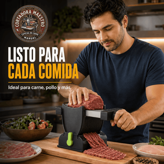 CORTADORA MAESTRO®: La rebanadora manual de carne que te entrega cortes perfectos al instante.