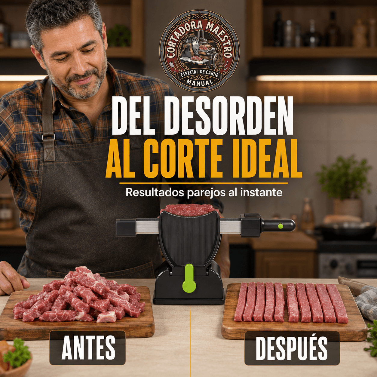 CORTADORA MAESTRO®: La rebanadora manual de carne que te entrega cortes perfectos al instante.