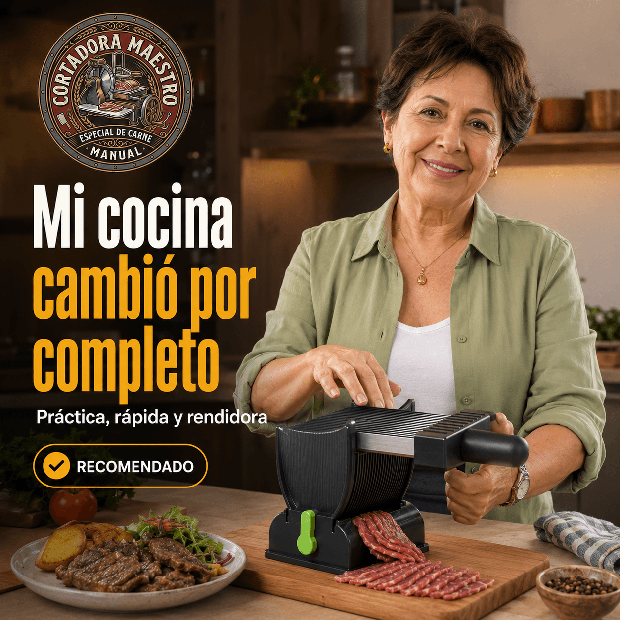 CORTADORA MAESTRO®: La rebanadora manual de carne que te entrega cortes perfectos al instante.
