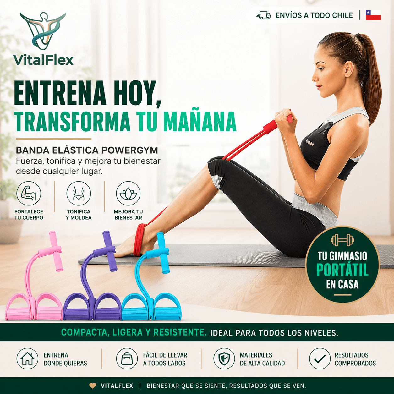 VITALFLEX®️: La banda elástica que convierte cualquier lugar en tu gimnasio personal