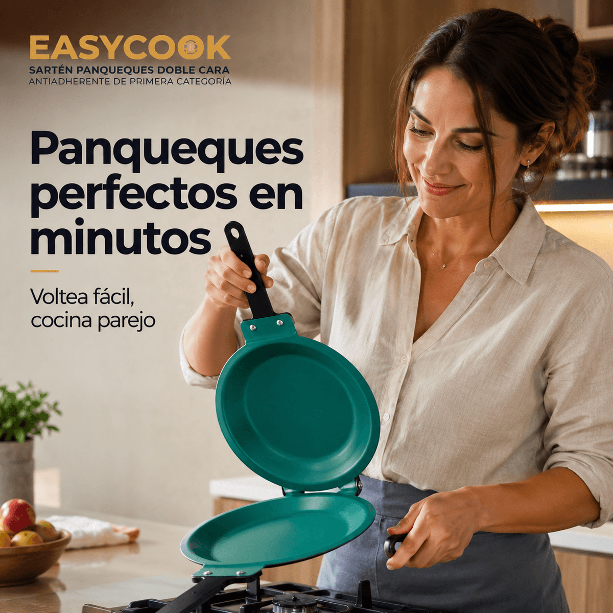Sartén Antiadherente Doble Cara EasyCook™ | Panqueques y tortillas de forma más práctica