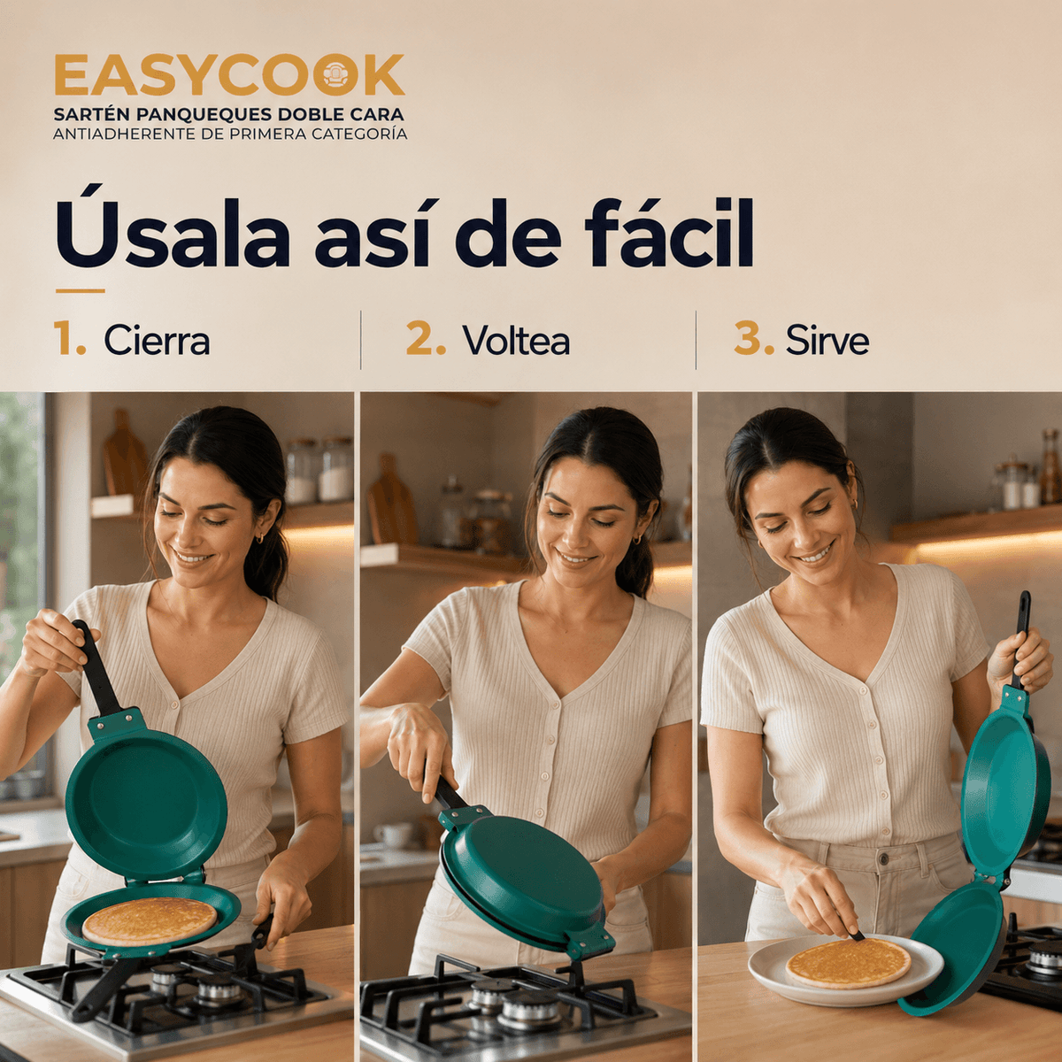 Sartén Antiadherente Doble Cara EasyCook™ | Panqueques y tortillas de forma más práctica