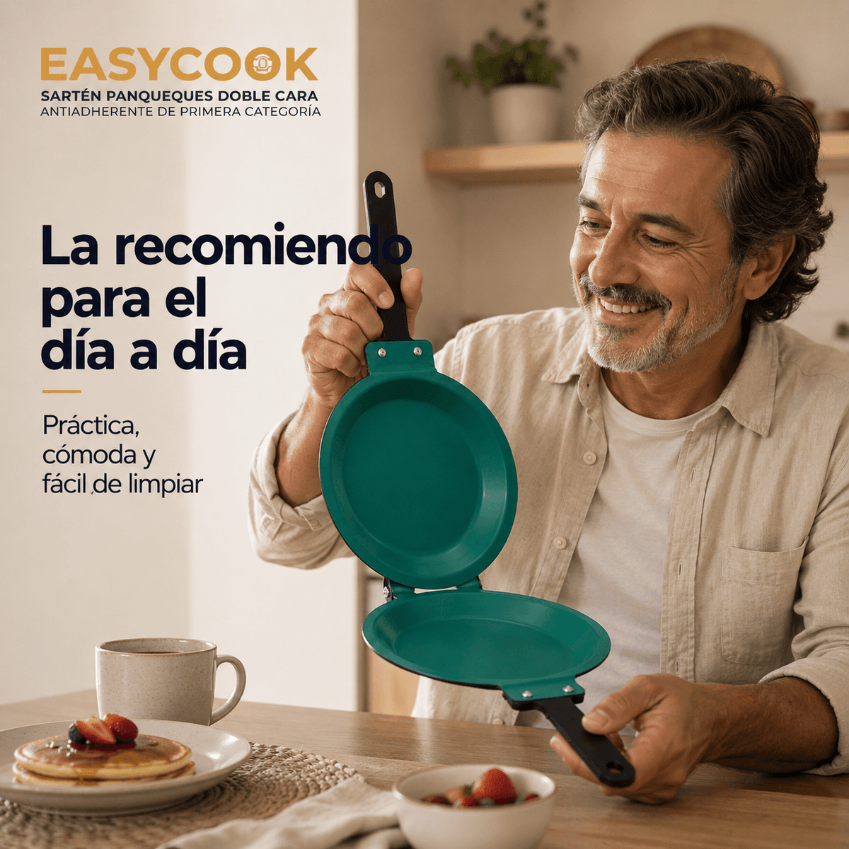 Sartén Antiadherente Doble Cara EasyCook™ | Panqueques y tortillas de forma más práctica