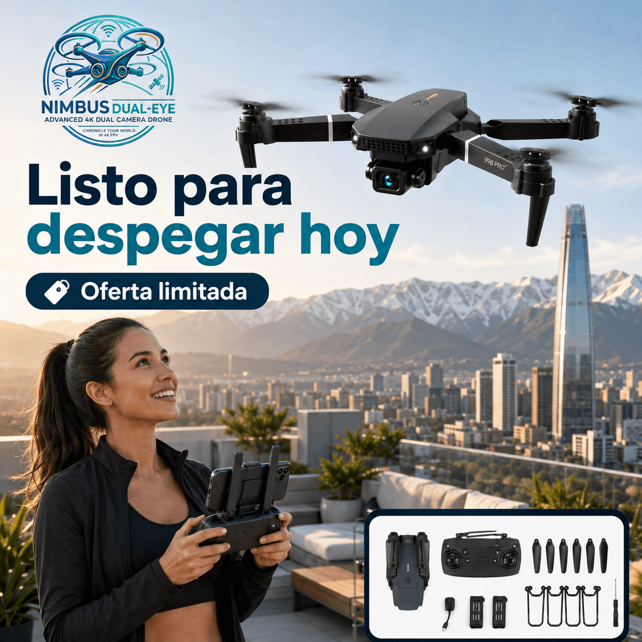 NIMBUS®: El drone con cámara dual HD que facilita tus vuelos y captura de imágenes al instante.
