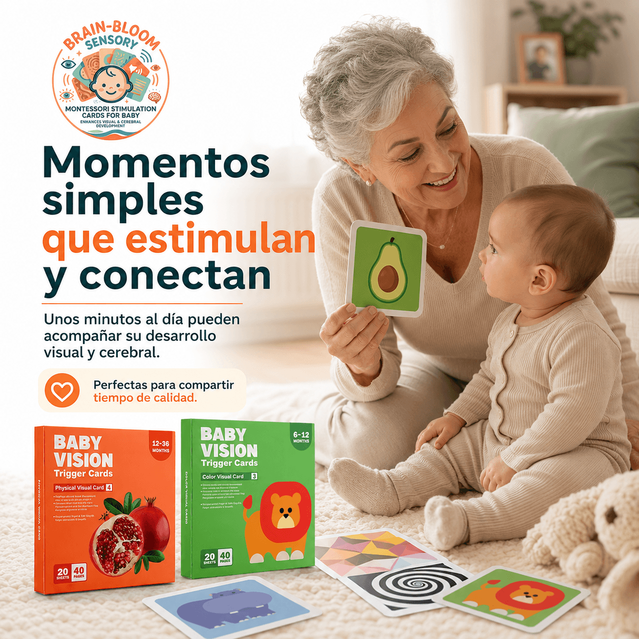 BRAIN BLOOM®: Las tarjetas Montessori de estimulación visual que capturan la atención de tu bebé al instante.
