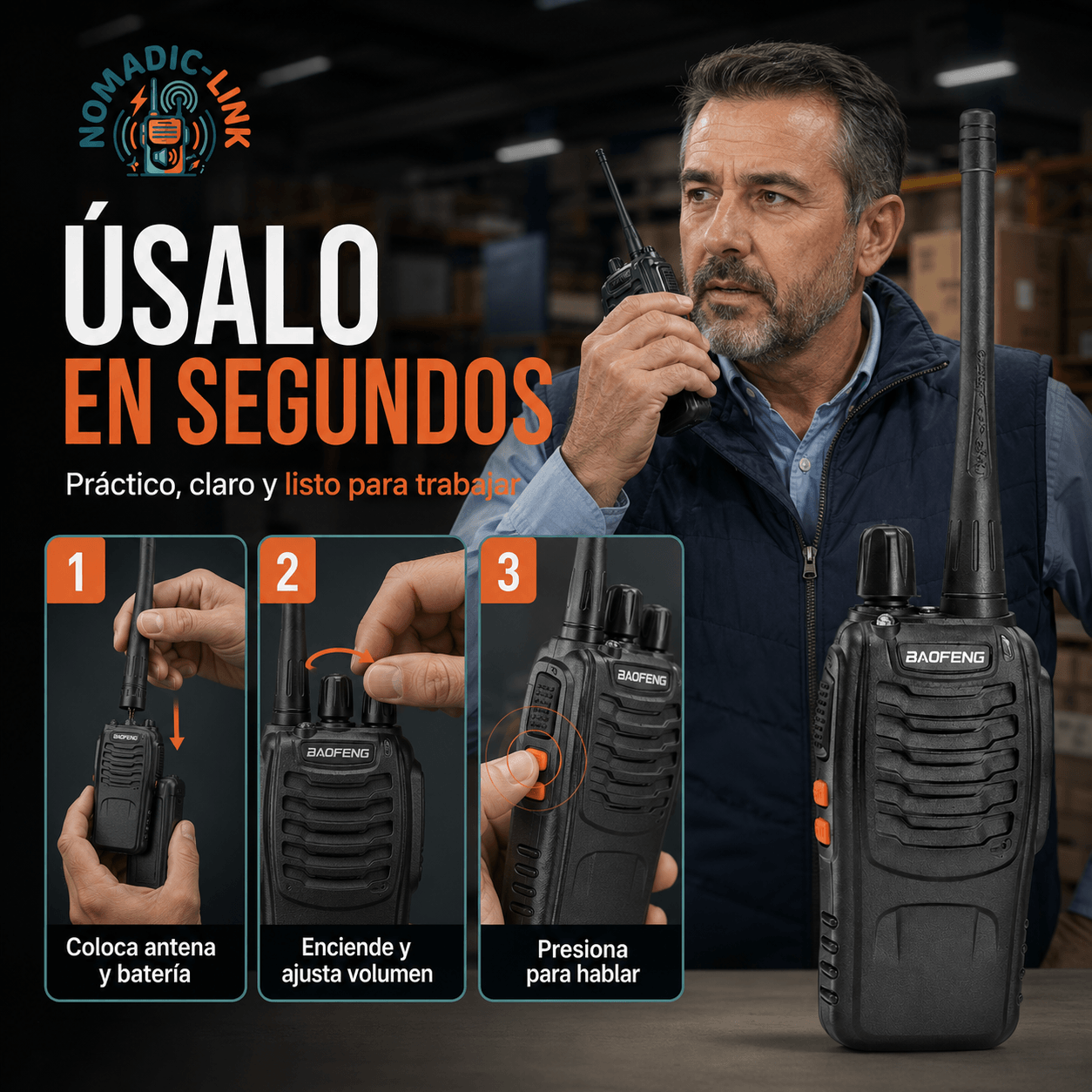 NOMADIC-LINK®: El radio transmisor portátil que te mantiene comunicado en cualquier lugar al instante.