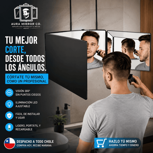 AURA MIRROR CO®: El espejo de 3 vías con ganchos ajustables que te brinda una visión panorámica de 360 grados.
