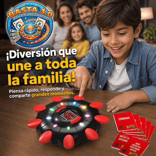 Basta 3.0®: El juego de mesa electrónico que revoluciona tu rapidez mental y vocabulario al instante.