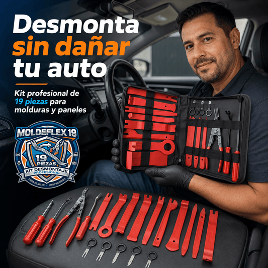 MOLDEFLEX 19®: El kit de desmontaje de 19 piezas que remueve paneles y molduras sin rayar al instante.
