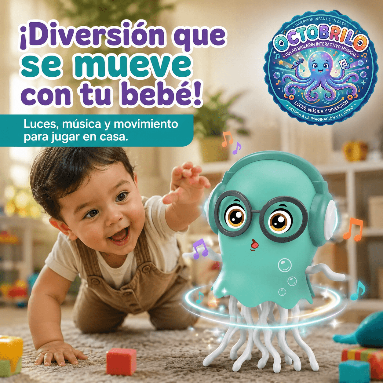OCTOBRILO®: El pulpo bailarín interactivo que divierte a tus hijos con música y movimiento al instante.