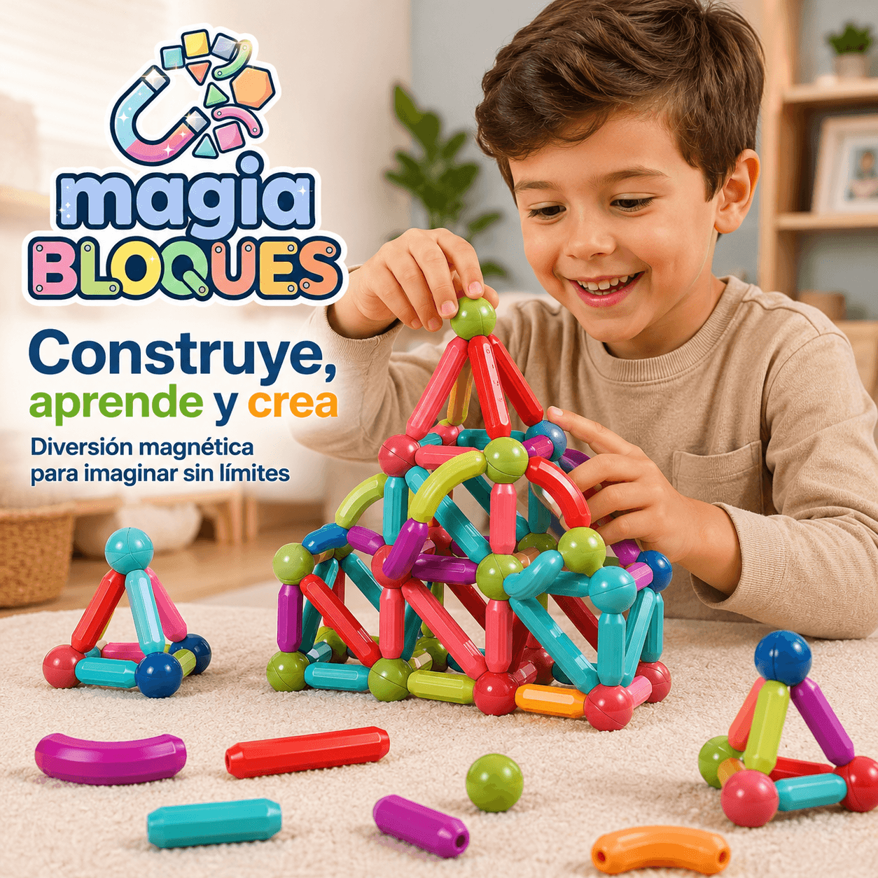 MAGIA BLOQUES®: El kit de bloques magnéticos que despierta la coordinación de tus hijos al instante.