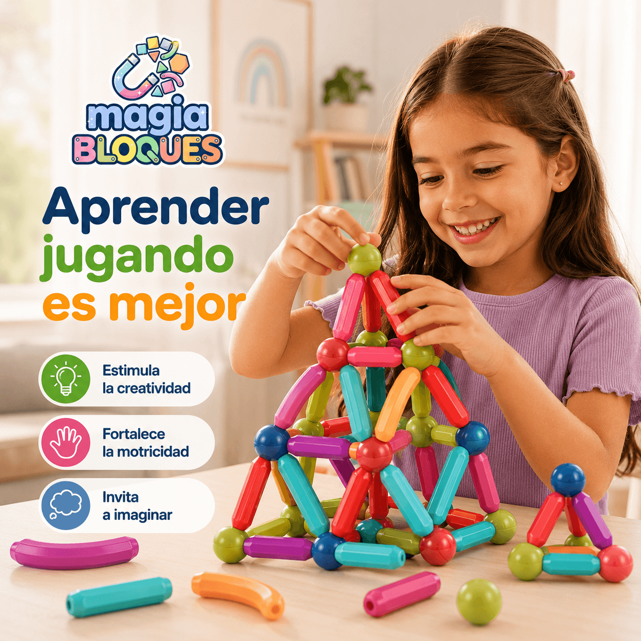 MAGIA BLOQUES®: El kit de bloques magnéticos que despierta la coordinación de tus hijos al instante.