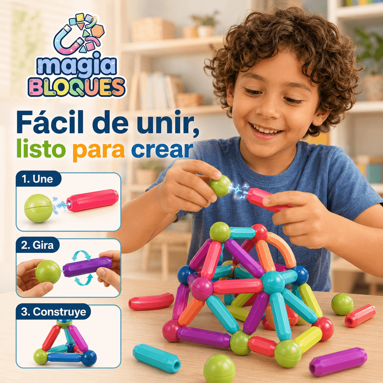 MAGIA BLOQUES®: El kit de bloques magnéticos que despierta la coordinación de tus hijos al instante.