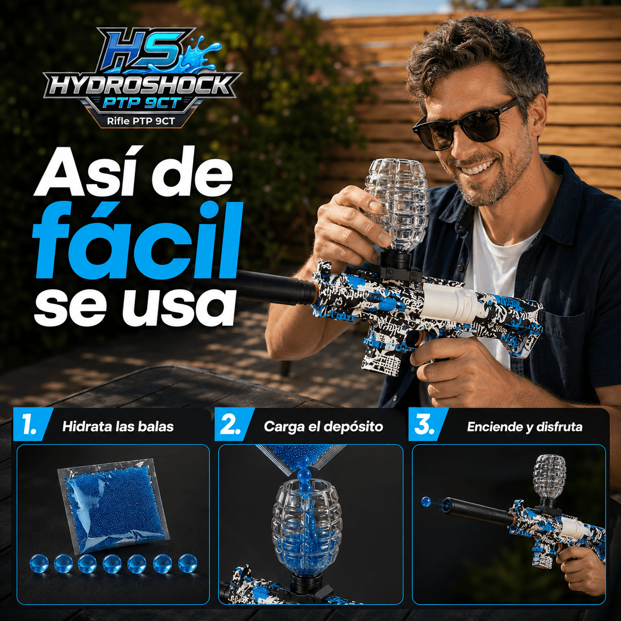 HIDROSHOCK®: El rifle de hidrogel en ráfaga que transforma tus tardes de juego al instante.