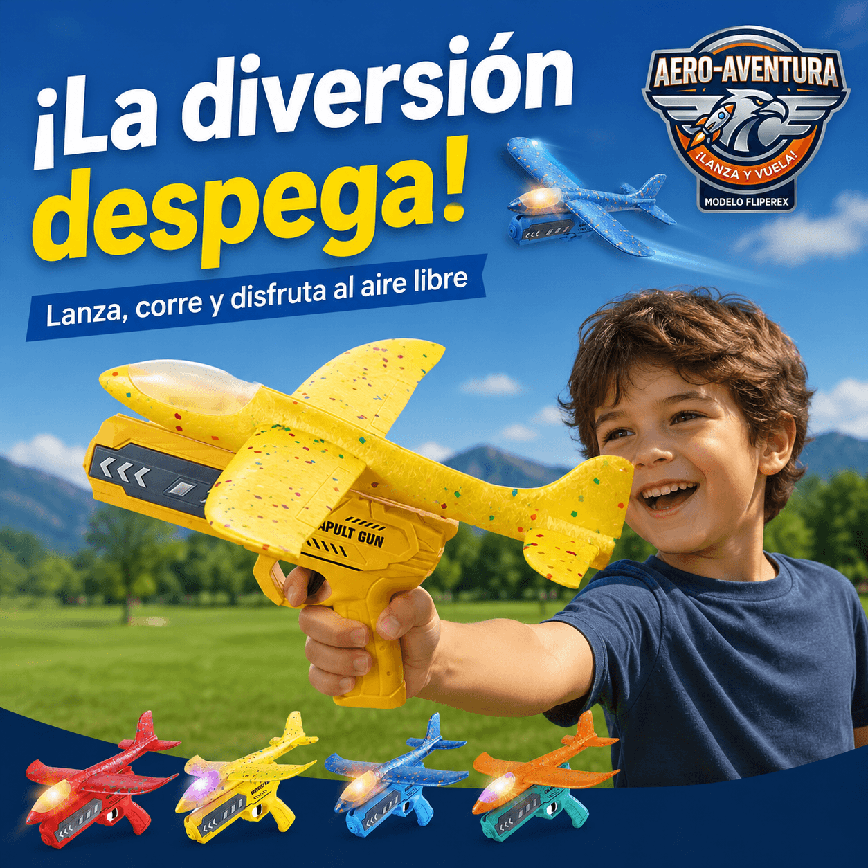 AERO-AVENTURA®: El avión planeador de plumavit con lanzador que hace volar la diversión de tus hijos al instante.
