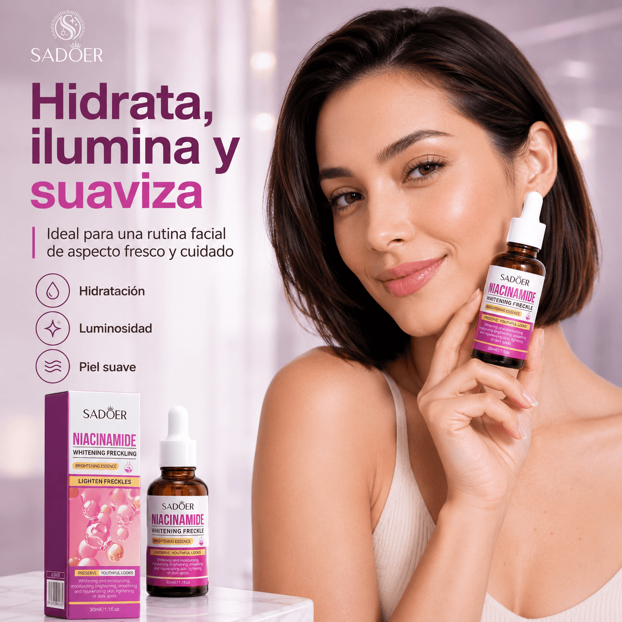 SADOER®: El sérum facial blanqueador con niacinamida que elimina las manchas oscuras al instante.