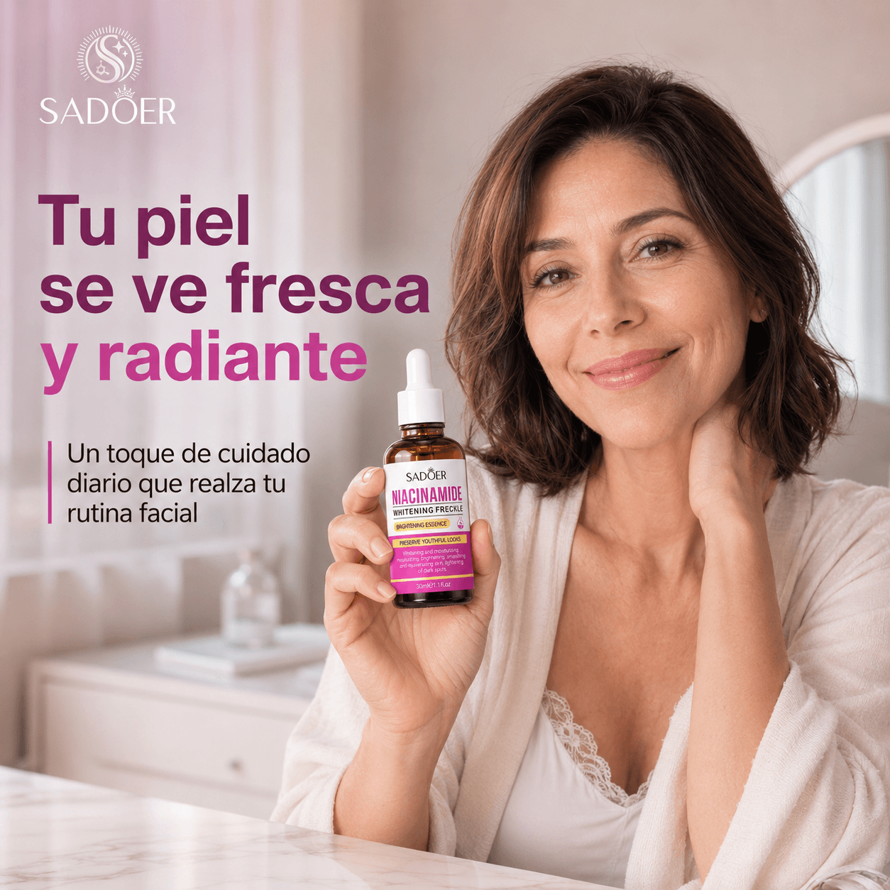 SADOER®: El sérum facial blanqueador con niacinamida que elimina las manchas oscuras al instante.
