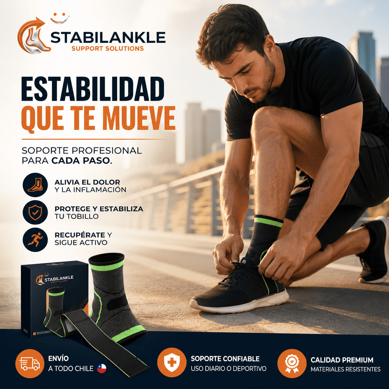 STABILANKLE®: La tobillera de compresión con doble banda elástica que te brinda máxima firmeza al caminar.