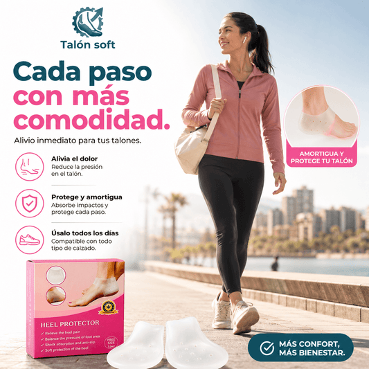 TALÓN SOFT®: Silicona elástica premium de alta densidad, textura de masaje y formato universal unisex.  2x1