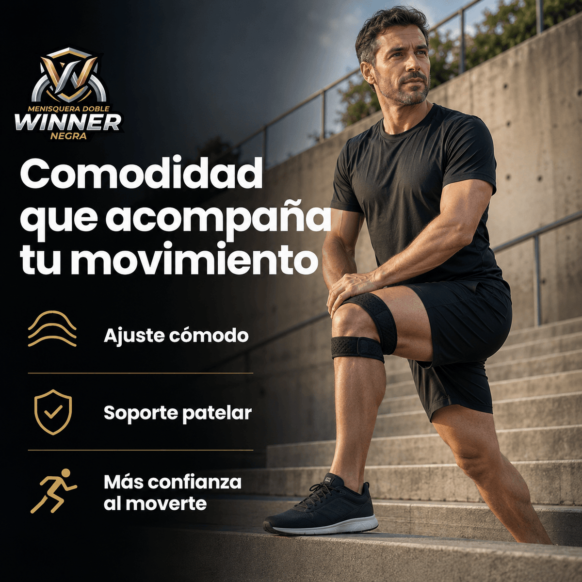 WINNER®: La menisquera doble que protege tu rodilla y elimina molestias al instante.