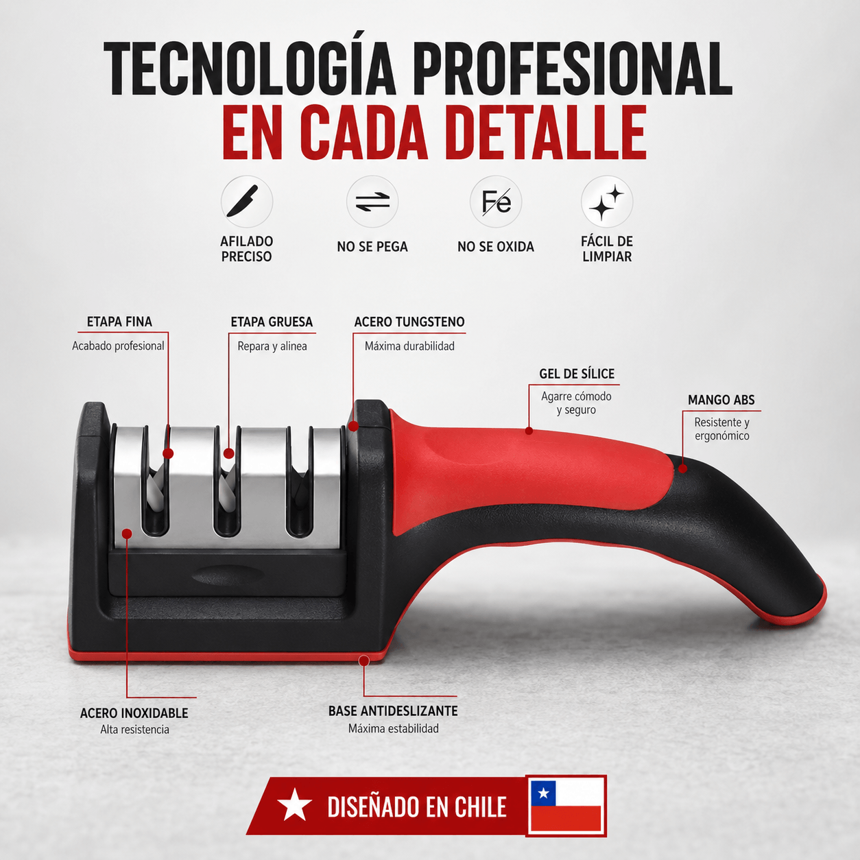 FILODUR®: El afilador manual 3 en 1 de acero inoxidable que devuelve el corte a tus cuchillos en segundos.