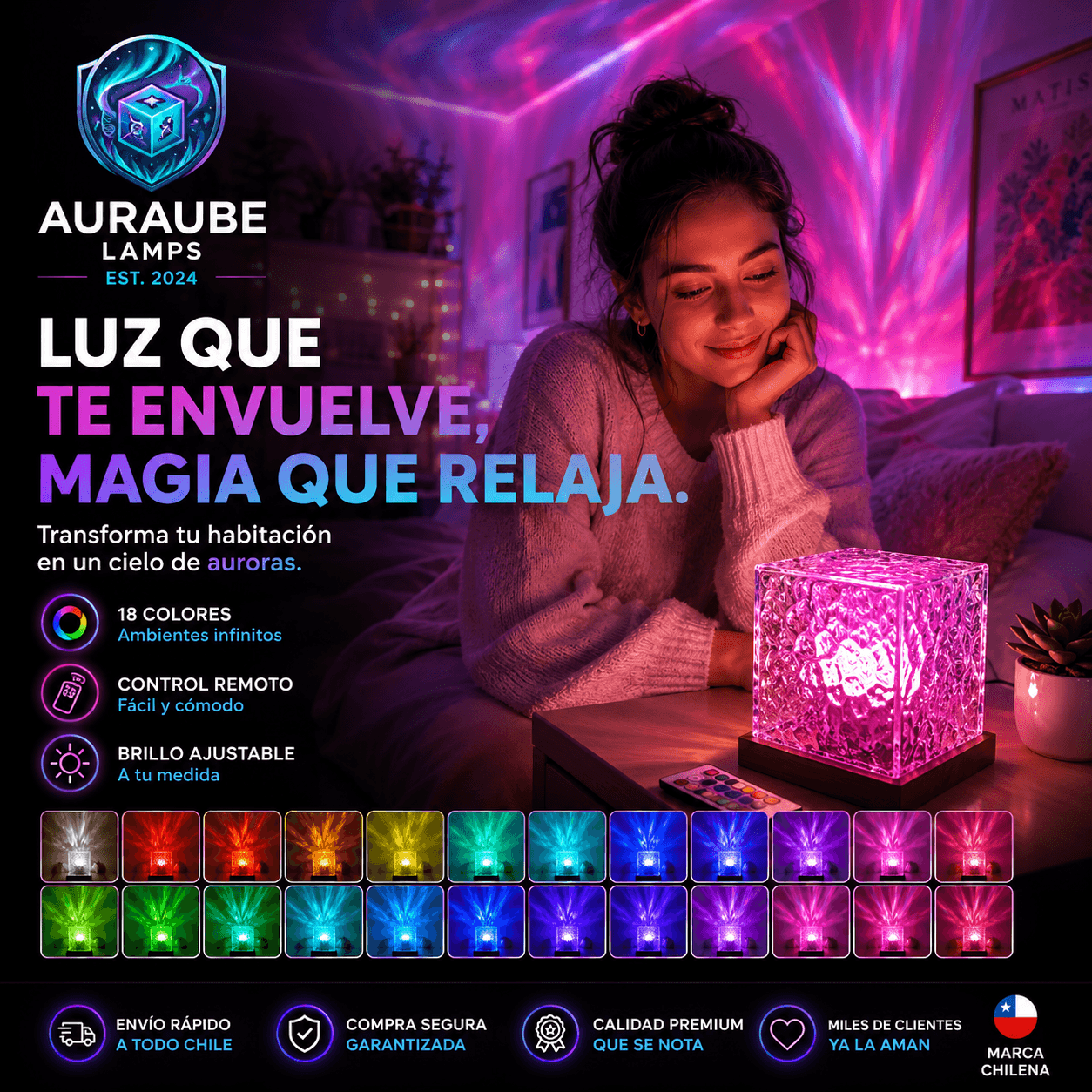 AURAUBE®: La lámpara cubo LED con efecto de aurora boreal que transforma la iluminación de tus espacios.