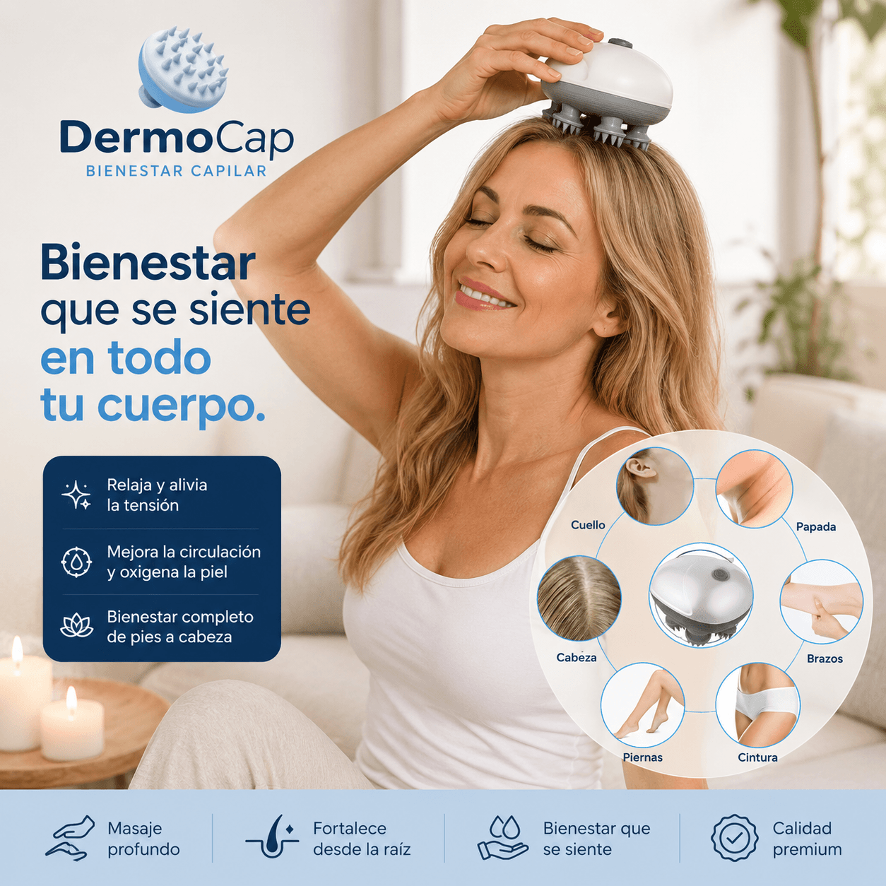 DERMOCAP®: El masajeador portátil que alivia la tensión de tu cabeza en minutos.
