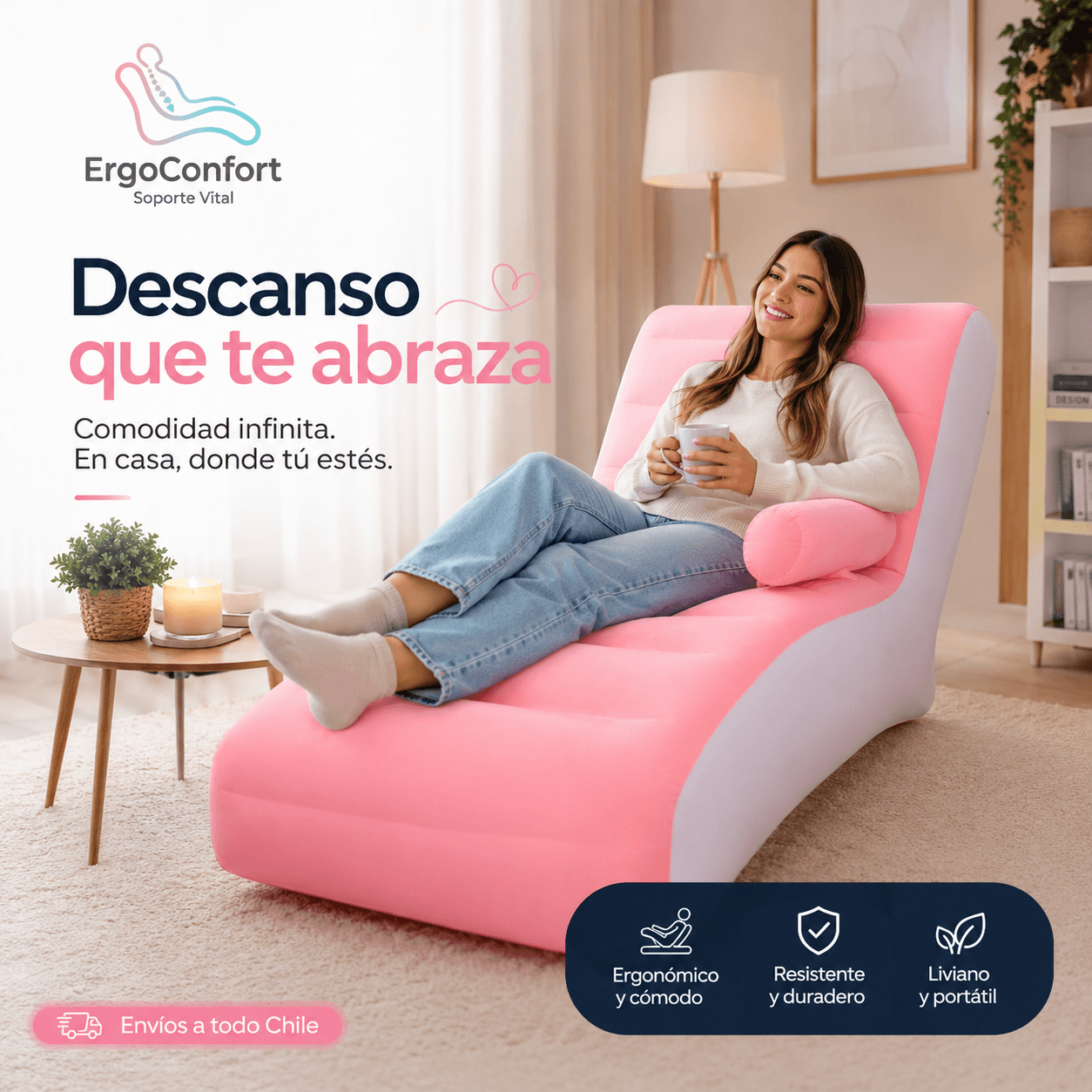 ERGOCONFORT®: El sillón inflable ergonómico para un descanso perfecto dentro y fuera de casa.