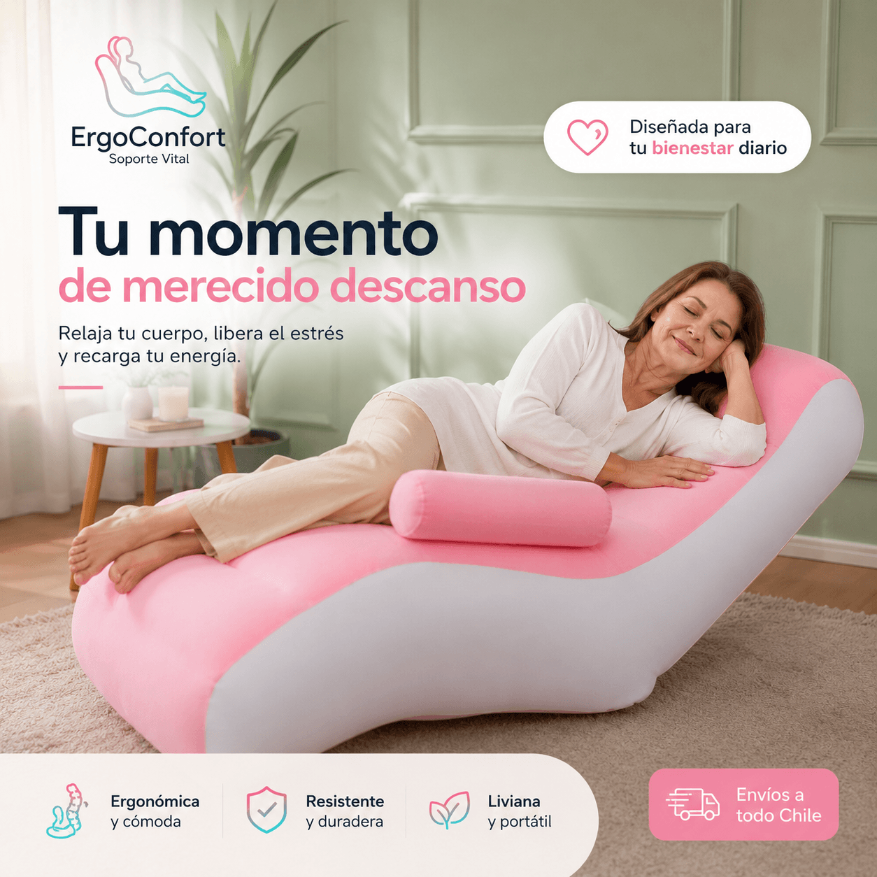 ERGOCONFORT®: El sillón inflable ergonómico para un descanso perfecto dentro y fuera de casa.