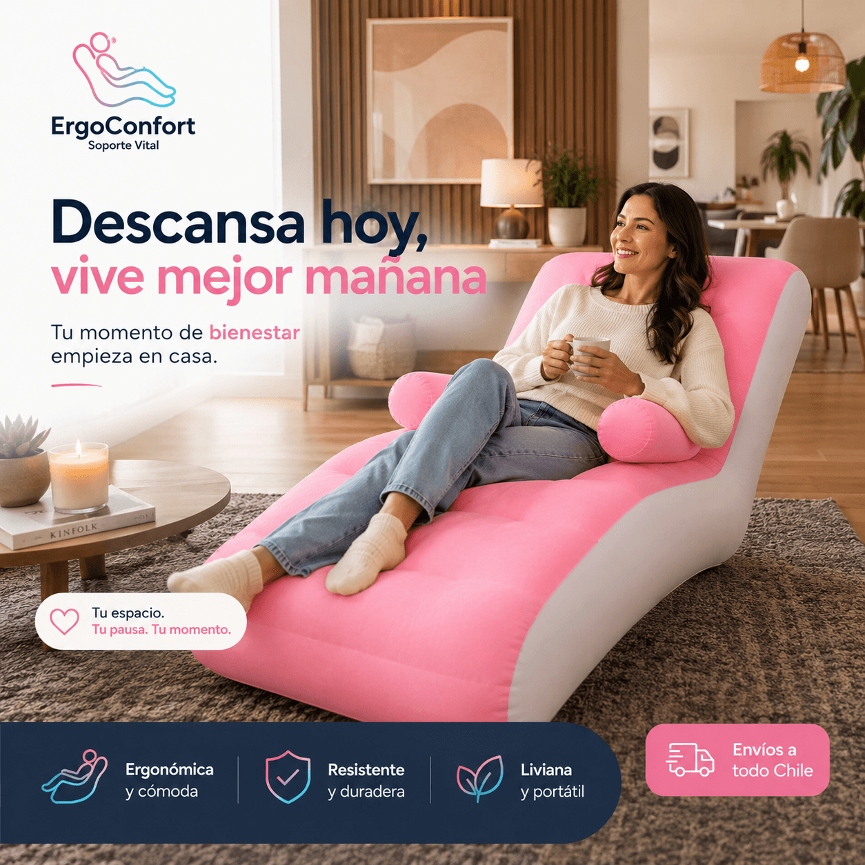 ERGOCONFORT®: El sillón inflable ergonómico para un descanso perfecto dentro y fuera de casa.