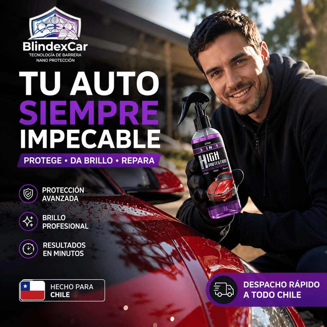 Blindexcar®: El revestimiento cerámico 3 en 1 para lavar, proteger y brillar tu auto sin agua.