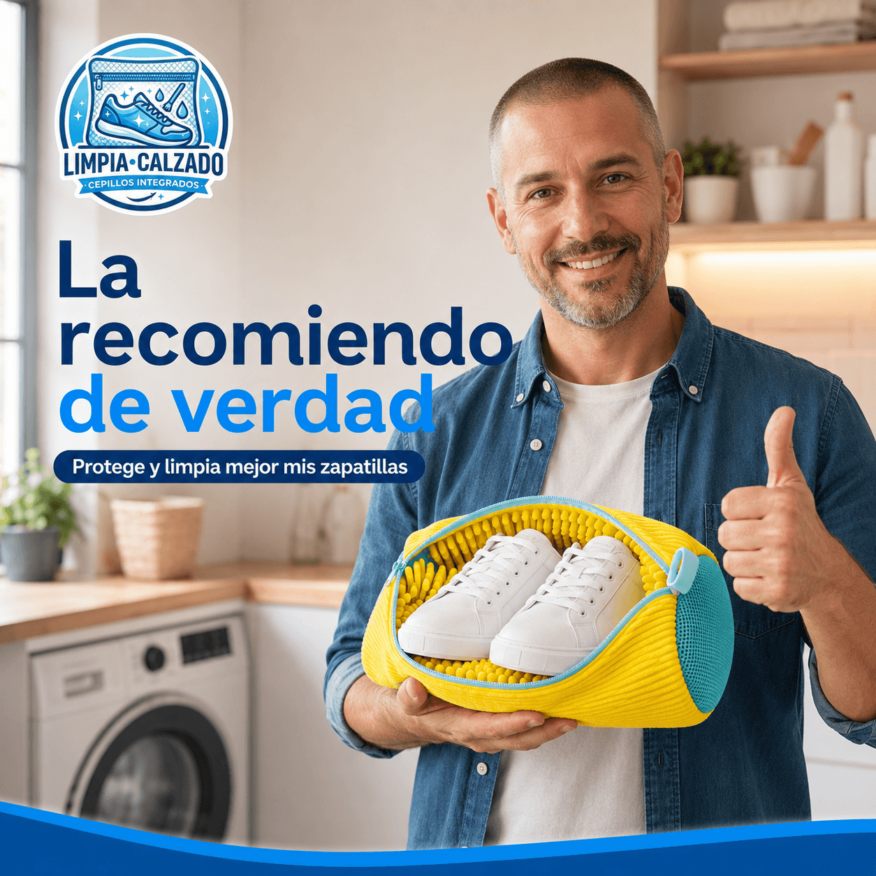 LimpiaCalzado®: La bolsa con cepillos integrados que limpia tus zapatillas en la lavadora al instante.