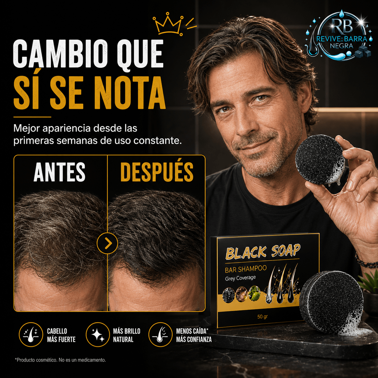 RB®: La barra de shampoo con pigmentación activa que devuelve el tono oscuro a tu cabello y barba.