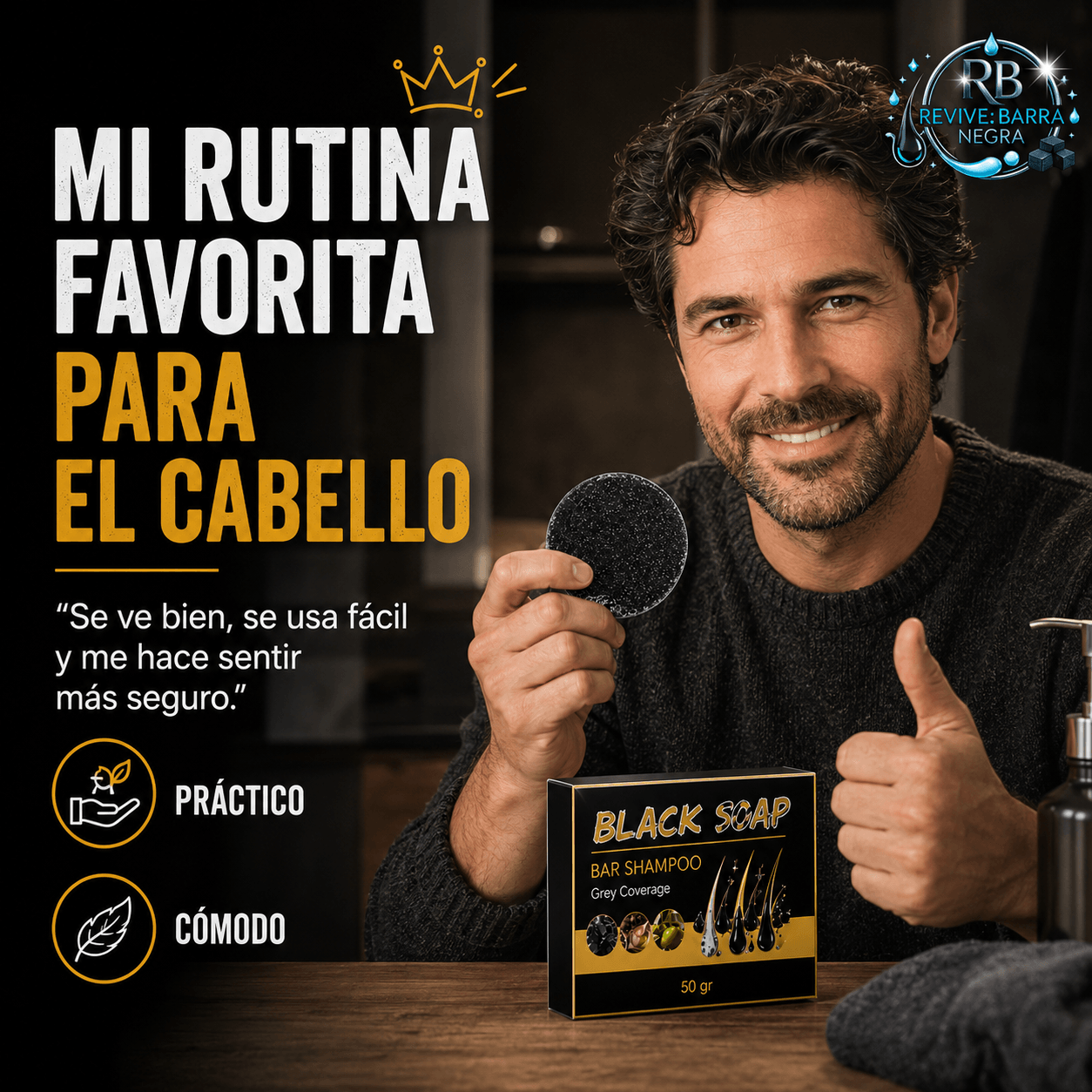 RB®: La barra de shampoo con pigmentación activa que devuelve el tono oscuro a tu cabello y barba.