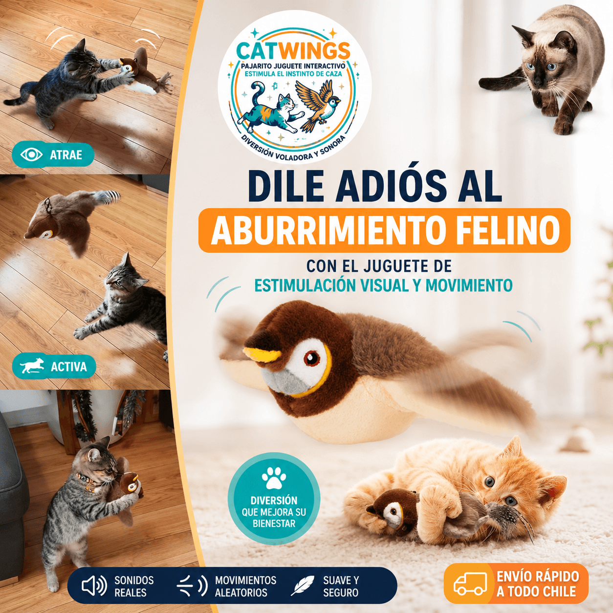 CATWINGS®: El pajarito interactivo que despierta el instinto de juego de tu gato de forma segura.