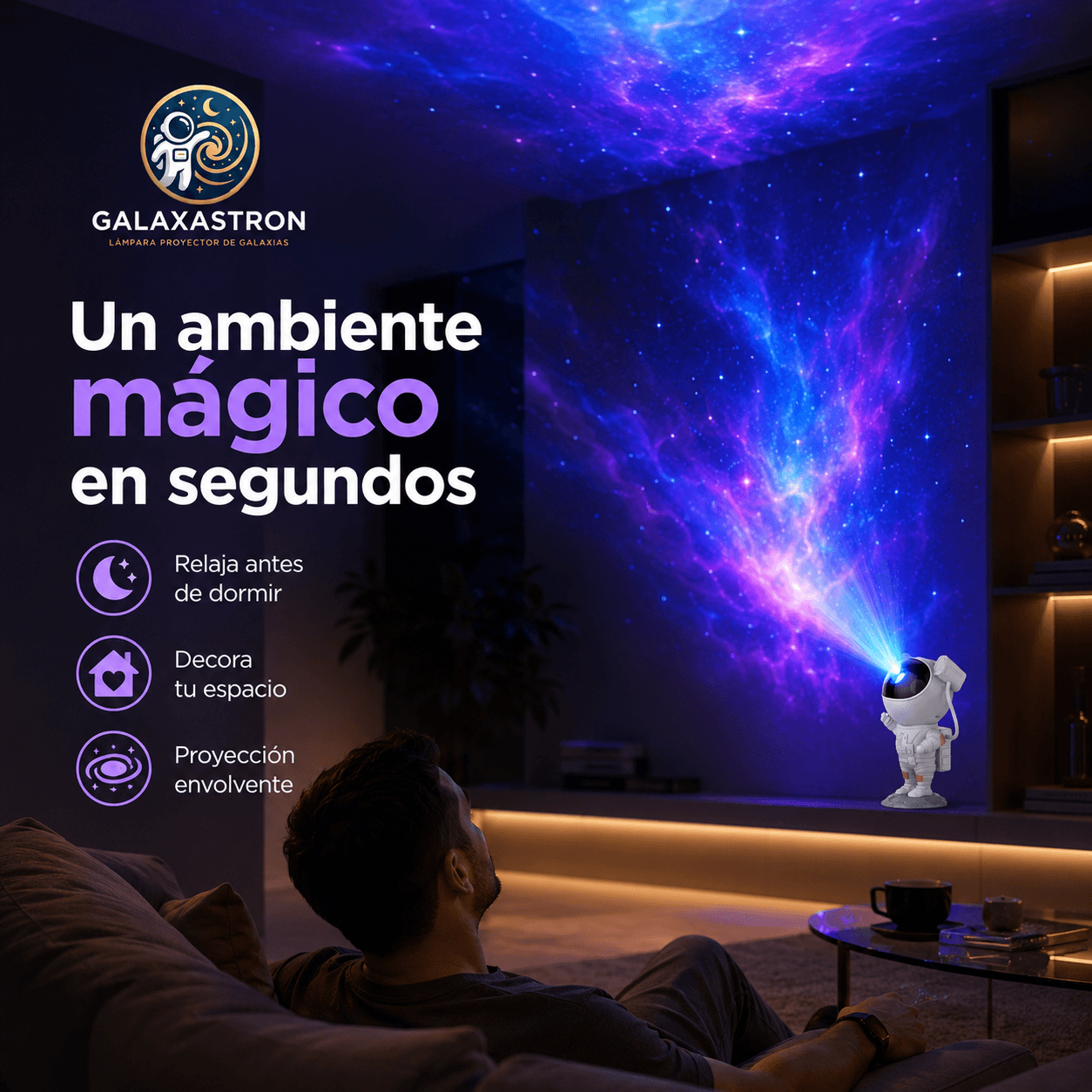 GALAXASTRON®: La lámpara astronauta proyector que transforma tu habitación en un universo de luz al instante.