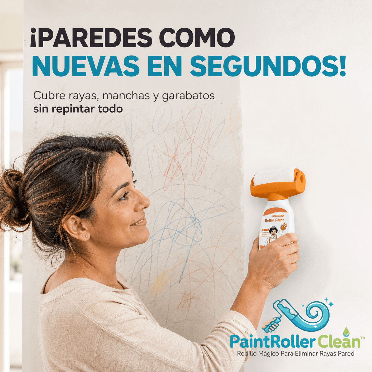 PAINTROLLER CLEAN™: El rodillo mágico que borra rayones y manchas de tu pared al instante.