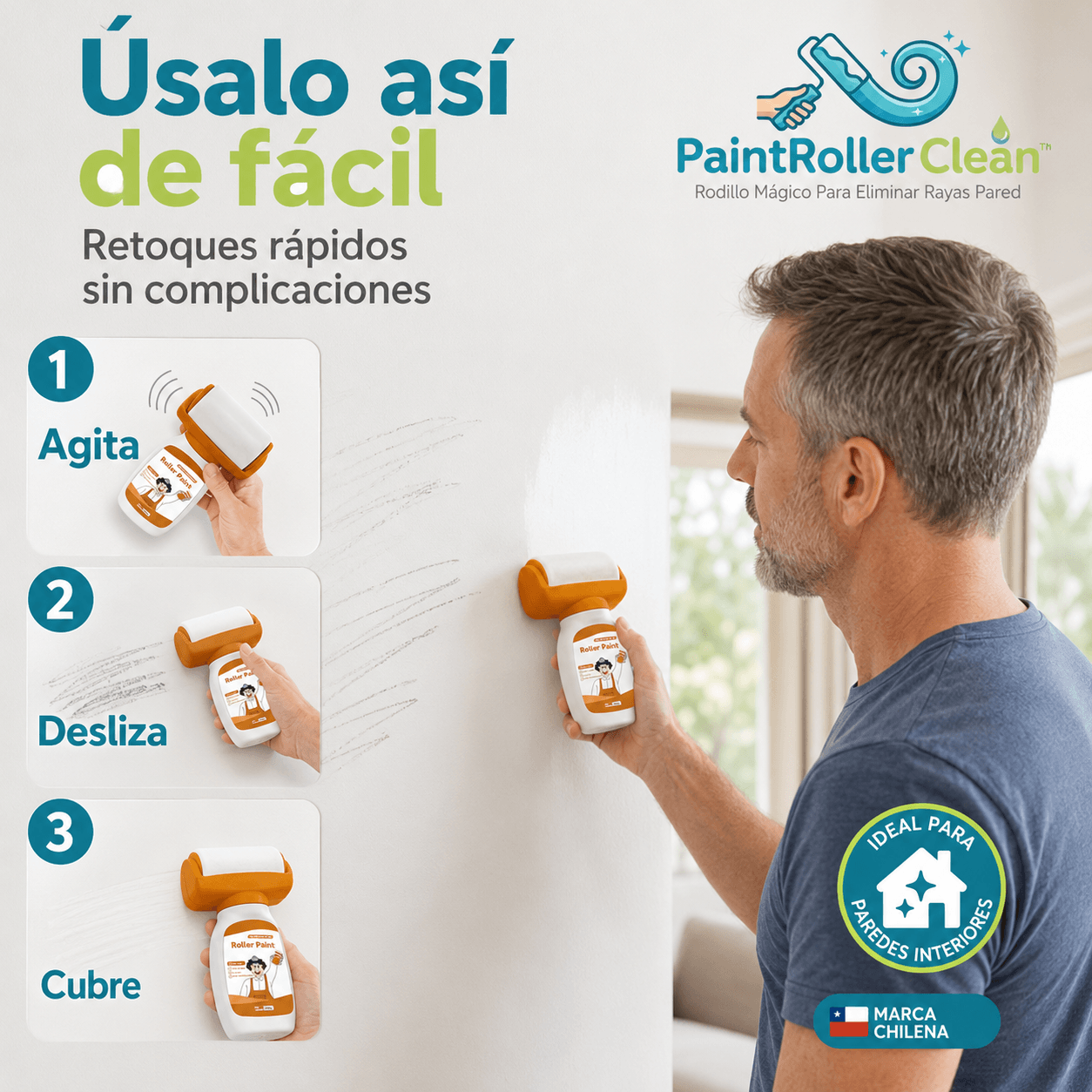 PAINTROLLER CLEAN™: El rodillo mágico que borra rayones y manchas de tu pared al instante.