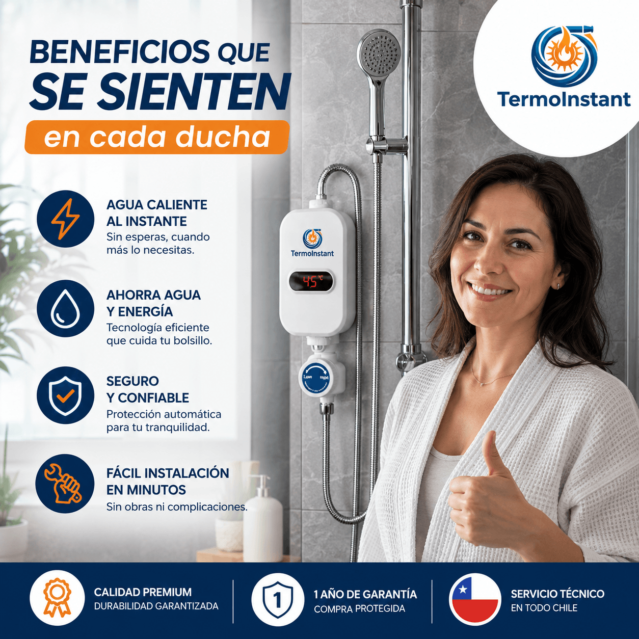 TermoInstant®: El calentador eléctrico sin tanque para agua caliente instantánea e ilimitada.
