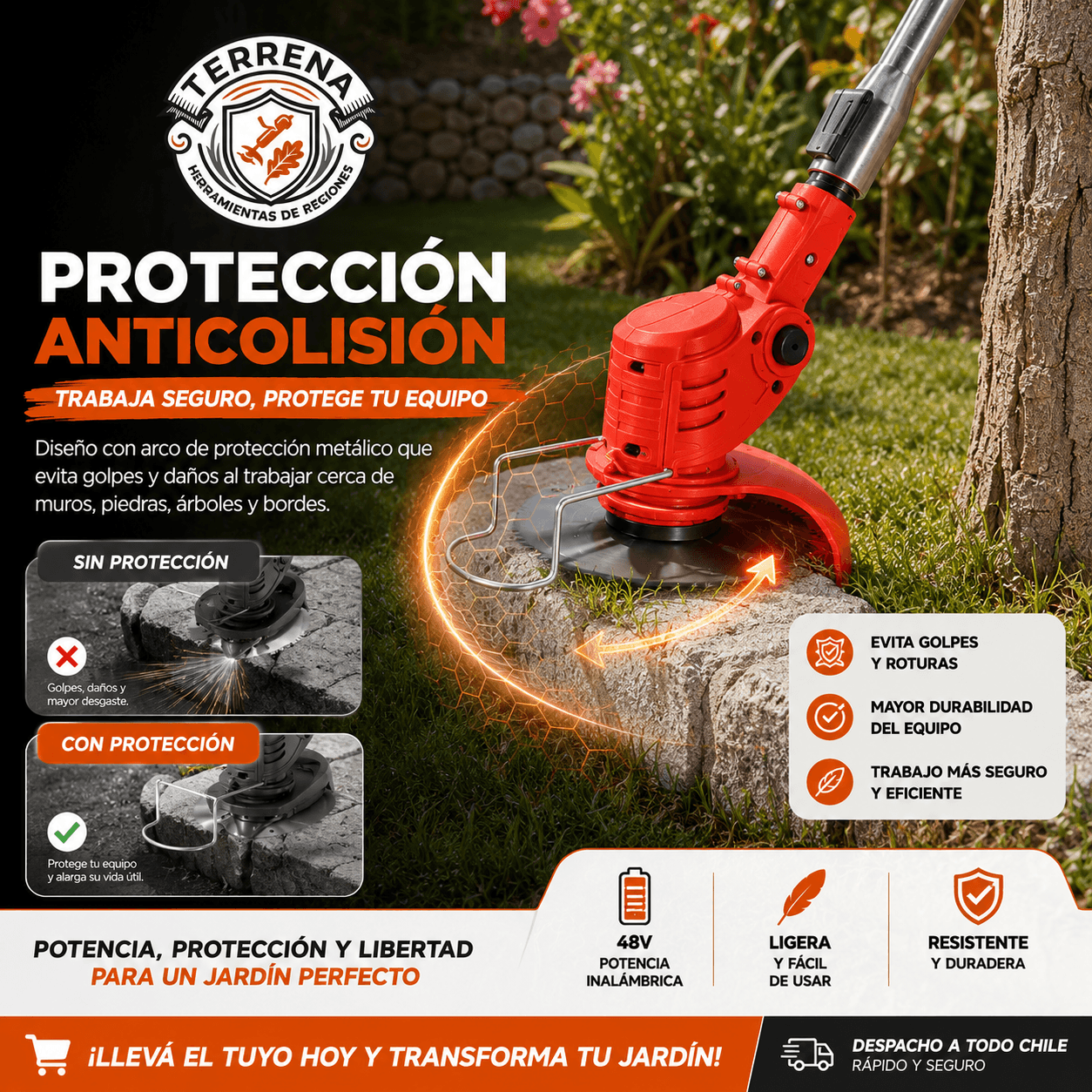 TERRENA®: La cortadora de césped inalámbrica de 8500 RPM con 3 baterías incluidas.