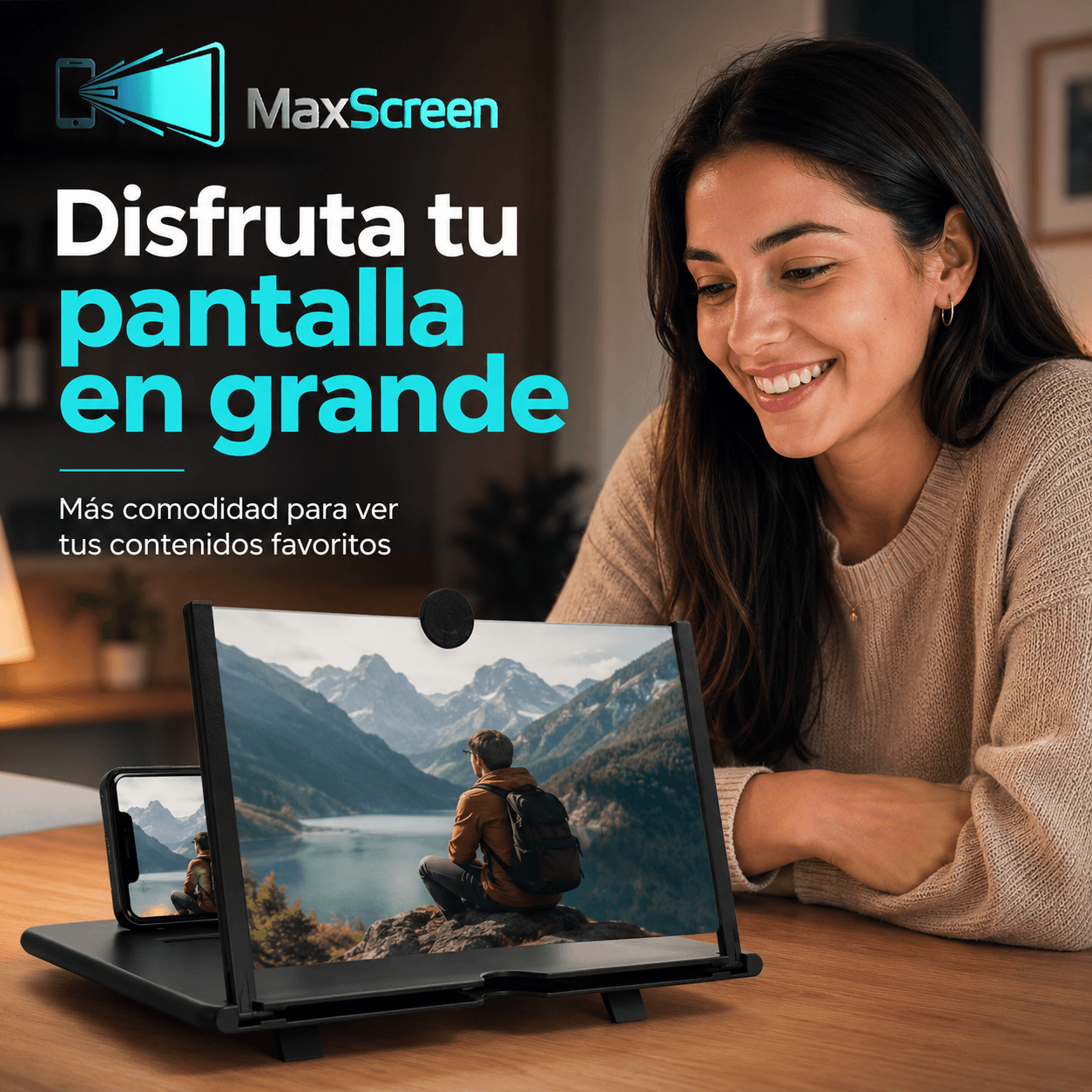 MAXSCREEN®: El amplificador de pantalla 3D que transforma tu celular en un cine portátil al instante.