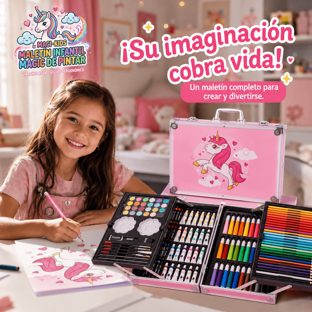 MAGI-KIDS®: El set de arte de 145 piezas en maletín metálico que desata la creatividad de tus hijos al instante.