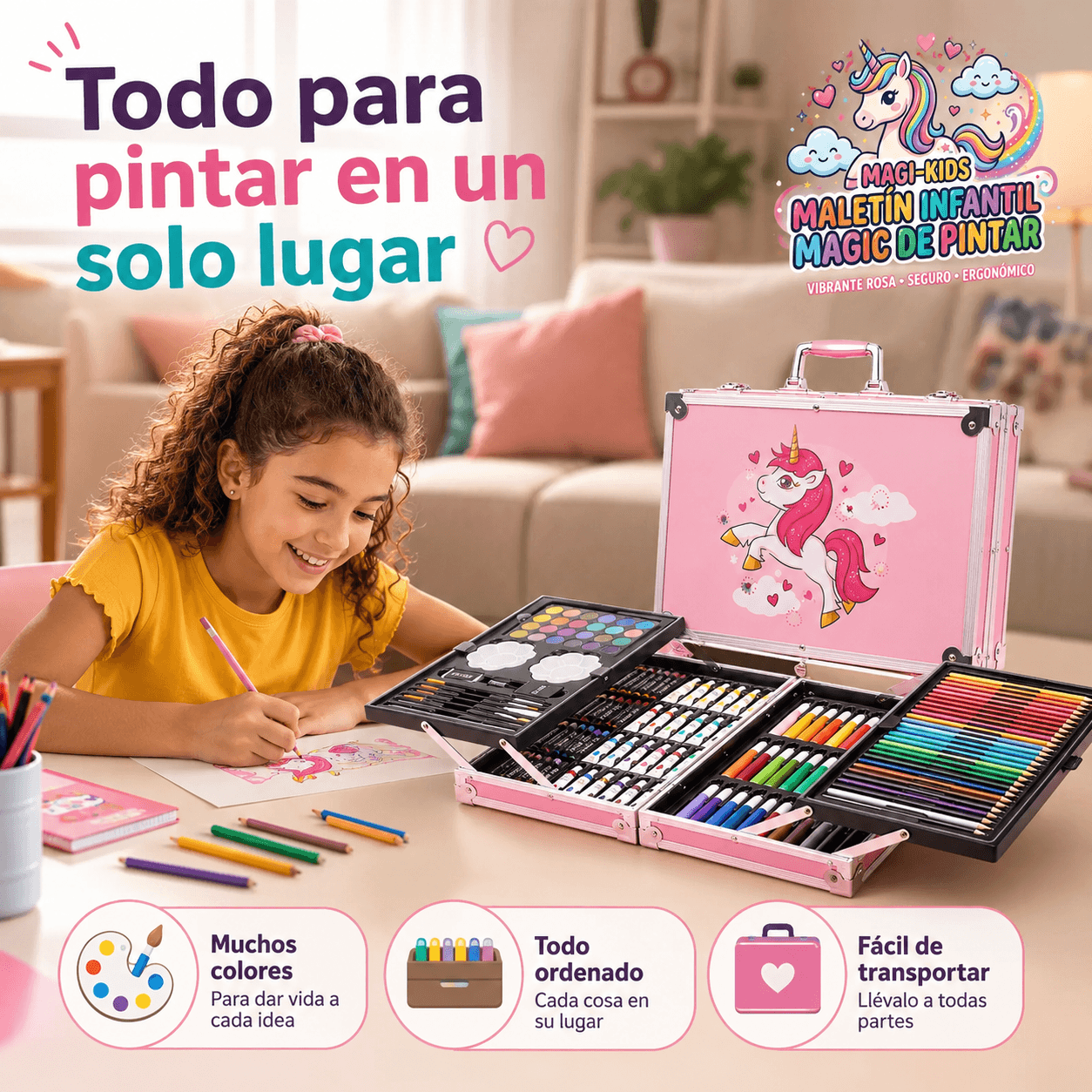 MAGI-KIDS®: El set de arte de 145 piezas en maletín metálico que desata la creatividad de tus hijos al instante.