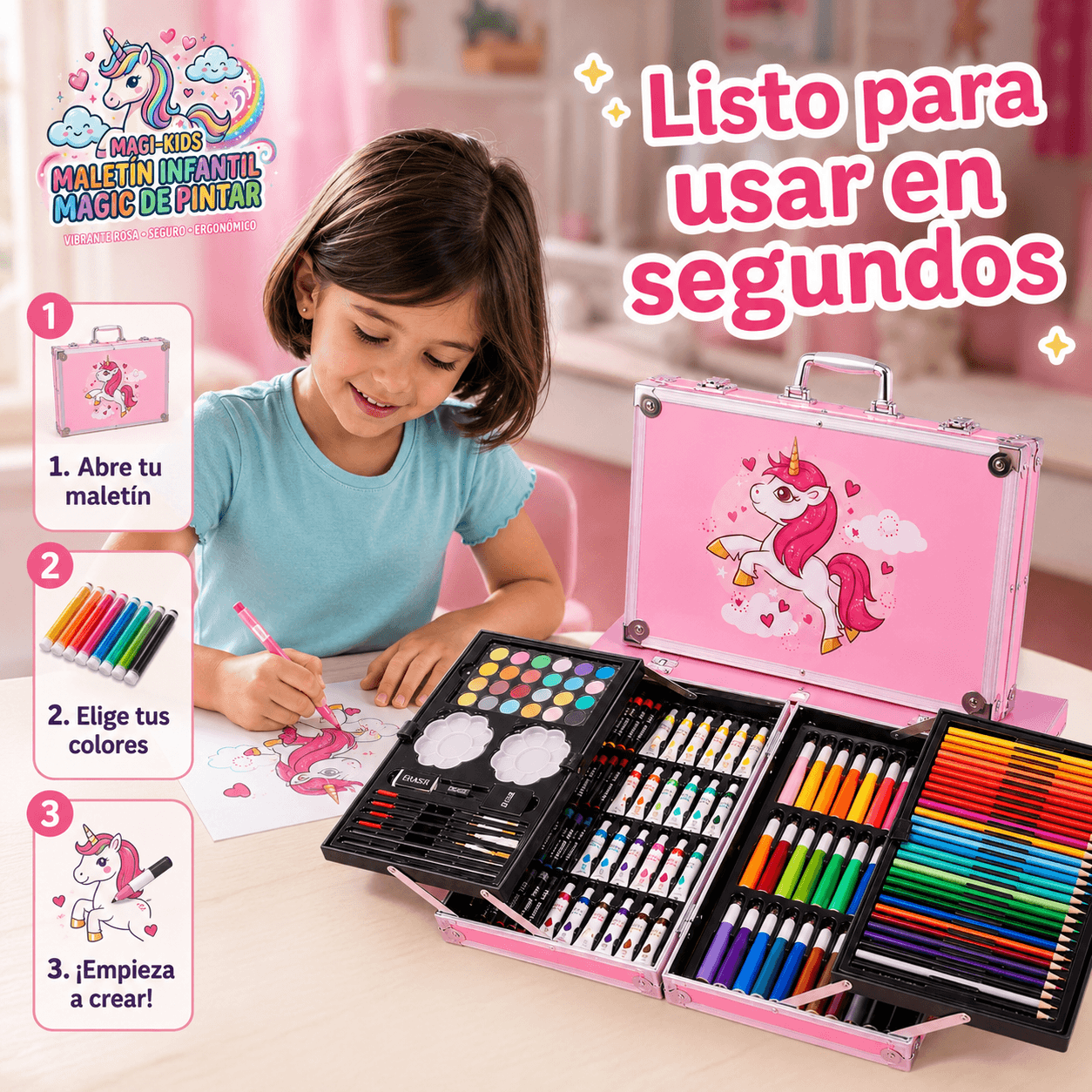 MAGI-KIDS®: El set de arte de 145 piezas en maletín metálico que desata la creatividad de tus hijos al instante.