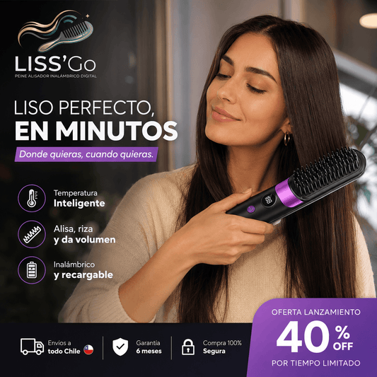 Liss'Go®: El cepillo alisador inalámbrico para un peinado perfecto y sin esfuerzo donde vayas.