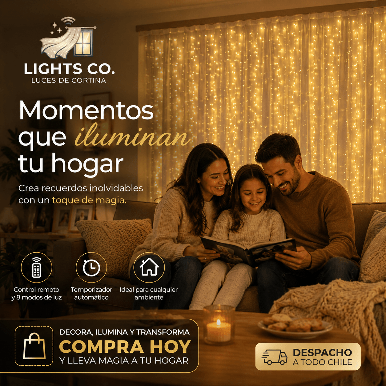 LIGHTS CO.®: La cortina de luces de 3x2 metros para una atmósfera cálida y acogedora.